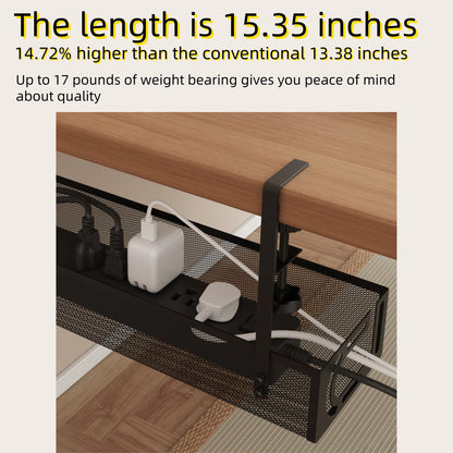 Under Desk Cable Management Tray - Cable Management Organizers Holder, Cable Management under Desk, No Drill to Desk Cable Raceway, under Desk Storage for Office, Kitchens, Home