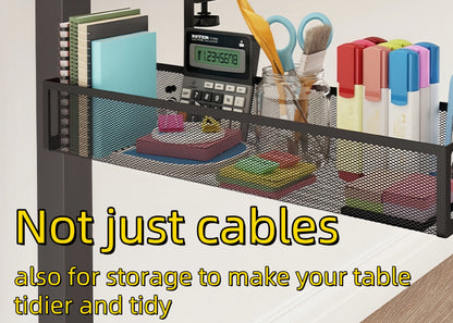 Under Desk Cable Management Tray - Cable Management Organizers Holder, Cable Management under Desk, No Drill to Desk Cable Raceway, under Desk Storage for Office, Kitchens, Home